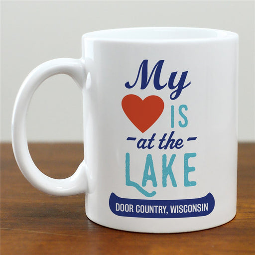 My Heart Is At The Lake Mug - Personalized Lake Life Coffee Mug - Way Up Gifts