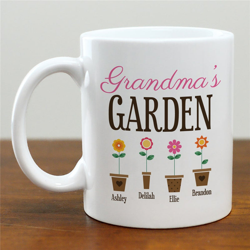 Grandma's Garden Flower Pots Mug - Personalized Flower Pot Design Mug for Grandma - LED Gift Works