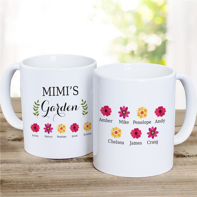 Grandma's Garden Coffee Mug - Custom Flower Garden Mug with Grandkids' Names - LED Gift Works