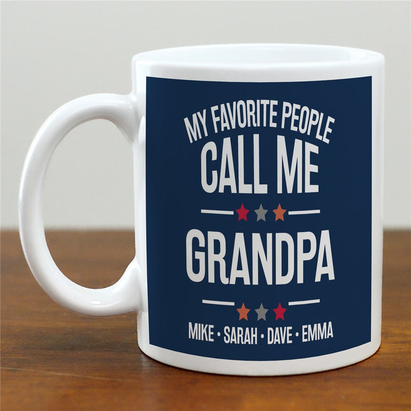 My Favorite People Call Me Grandpa Mug with Stars - Custom Grandparent Mug - LED Gift Works