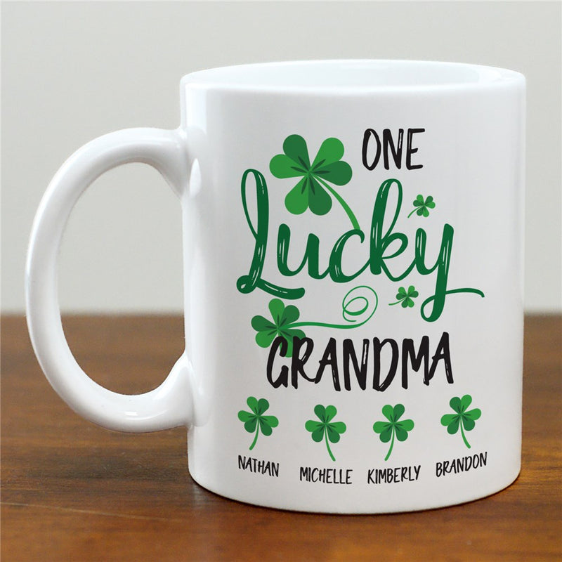 Lucky Grandma Mug - Personalized St. Patrick's Day Coffee Mug - LED Gift Works