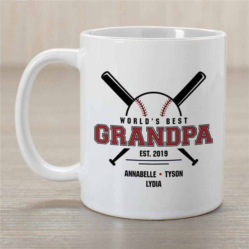 Baseball Grandpa Coffee Mug - Personalized World's Best Grandpa Mug - LED Gift Works