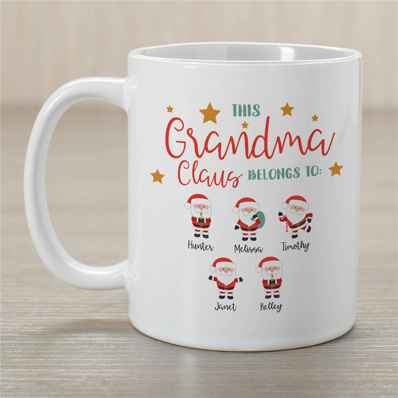 Grandma Claus Coffee Mug - Personalized Holiday Mug for Grandma - LED Gift Works