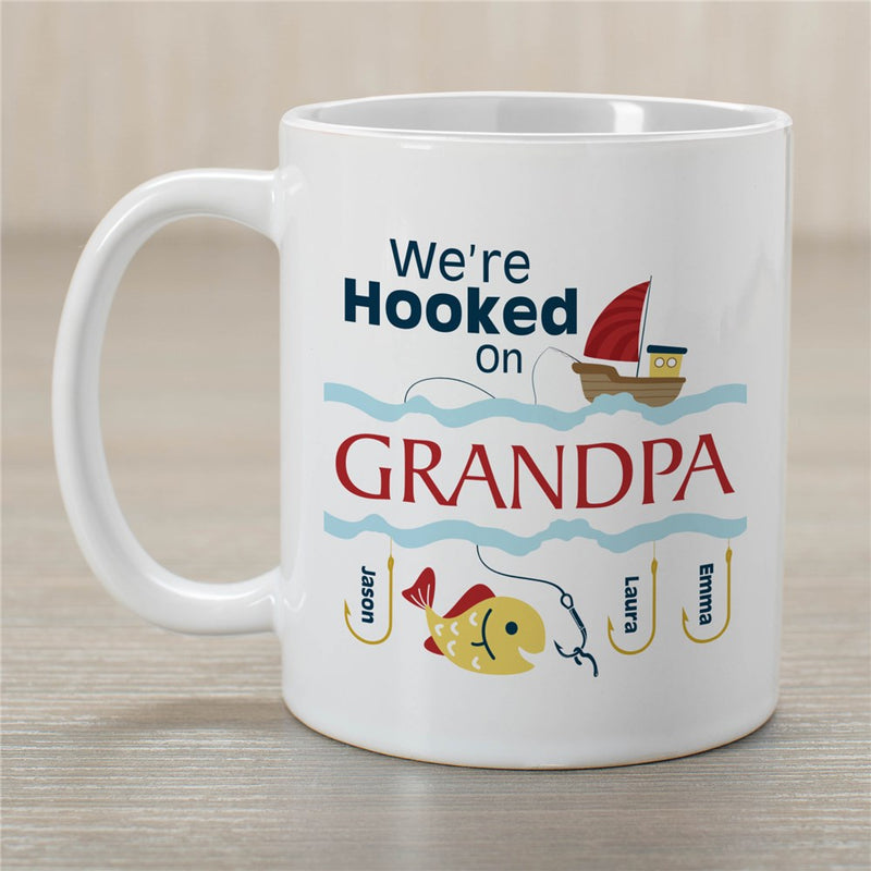 Hooked on Grandpa Mug - Personalized Fishing-Themed Grandparent Gift - LED Gift Works
