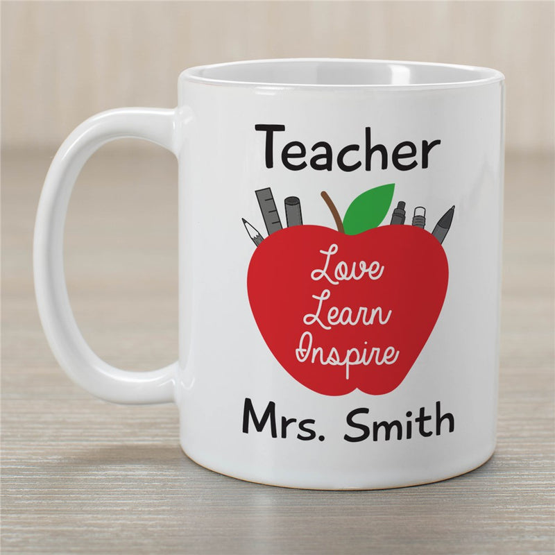 Teach, Love, Inspire Coffee Mug - Personalized Teacher Appreciation - LED Gift Works