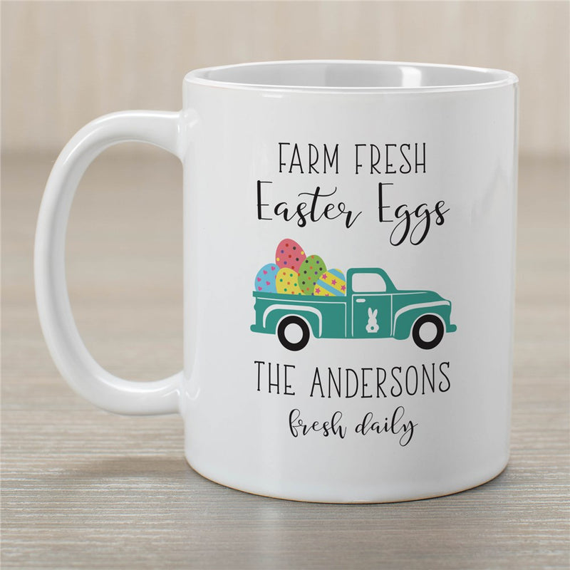 Farm Fresh Easter Eggs Mug - Custom Easter Coffee Mug with Rustic Farm Design - LED Gift Works