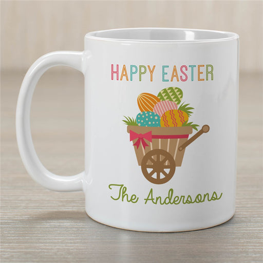 Happy Easter Wheelbarrow Mug - Personalized Spring Holiday Mug - Way Up Gifts