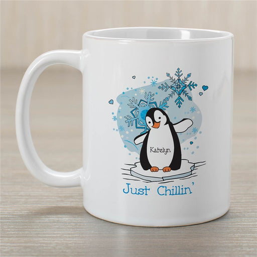 Just Chillin' Penguin Personalized Winter Coffee Mug - Cute Penguin Holiday Mug - Way Up Gifts
