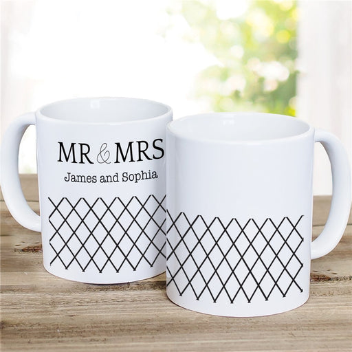 Geometric Mr. & Mrs. Coffee Mug - Personalized Newlywed Couple Mug - Way Up Gifts