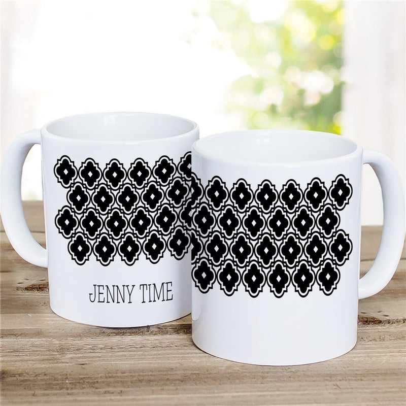 Geometric Decorative Tile Coffee Mug - Personalized Patterned Coffee Mug - LED Gift Works