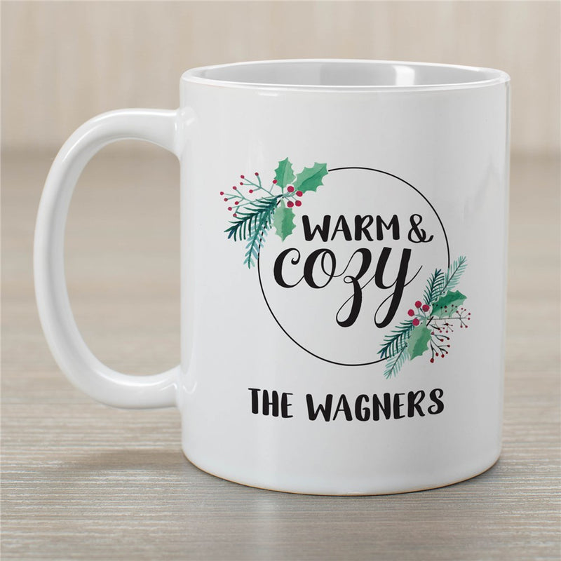 Warm & Cozy Coffee Mug - Personalized Winter Theme Hot Drink Mug - LED Gift Works