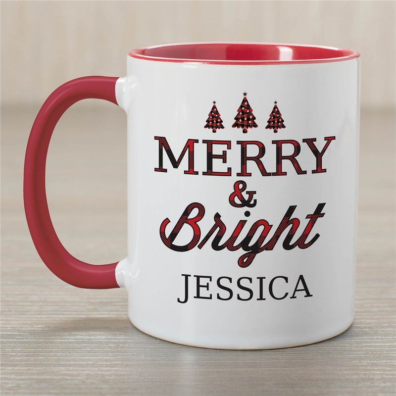 Merry & Bright Red Handle Mug - LED Gift Works