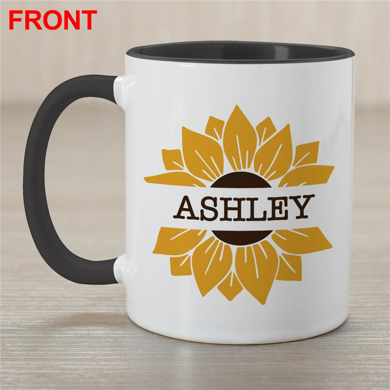 Sunflower Coffee Mug - Personalized Yellow Floral Gift - LED Gift Works
