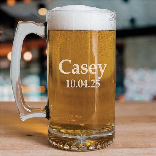 Any Name Big Sports Glass Mug - Way Up Gifts