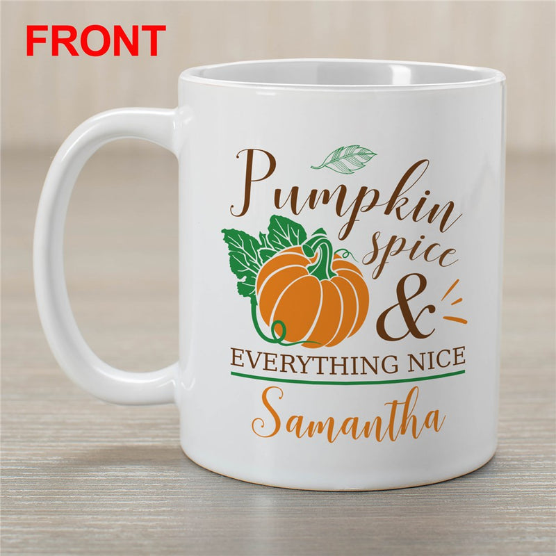 Pumpkin Spice & Everything Nice Mug - Fall Themed Personalized Mug - LED Gift Works