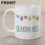 Grandma Balloons Coffee Mug - Custom Balloon Design Mug with Grandchildren's Names - LED Gift Works