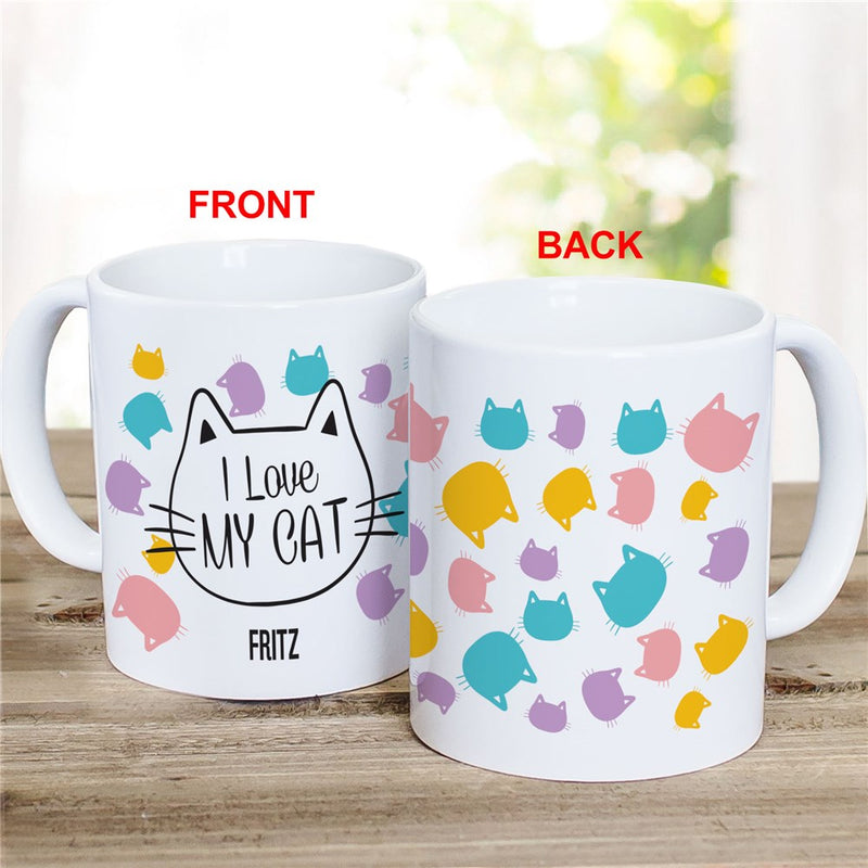 Colorful Cat Head Coffee Mug - Personalized Feline Lover Gift - LED Gift Works