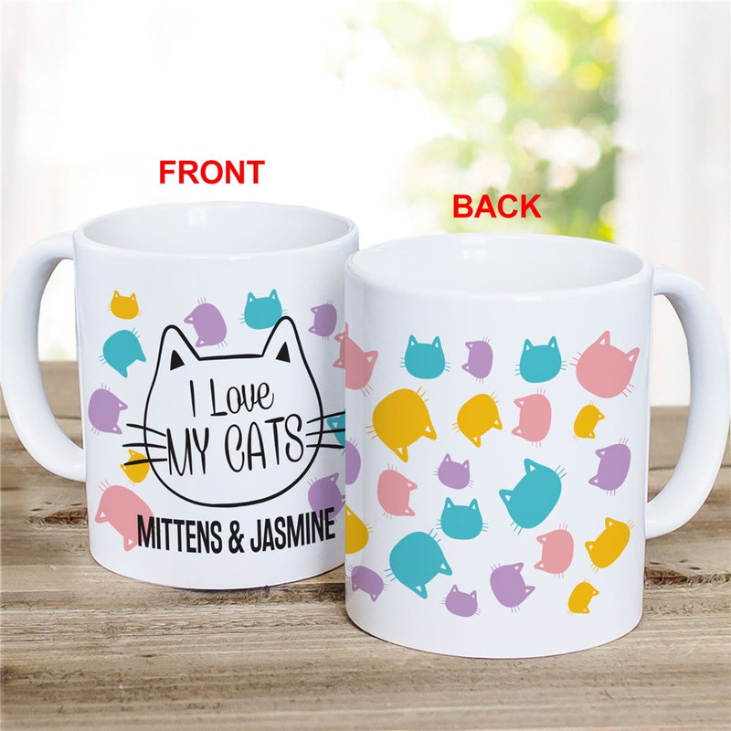Colorful Cat Heads Mug - Personalized Mug for Cat Lovers - LED Gift Works