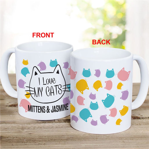 Colorful Cat Heads Mug - Personalized Mug for Cat Lovers - Way Up Gifts