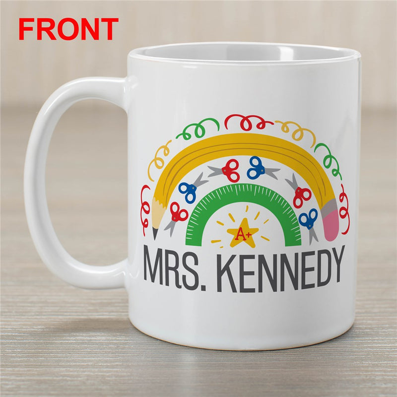 Teacher Rainbow Pencil Coffee Mug - Personalized Teacher Gift - LED Gift Works