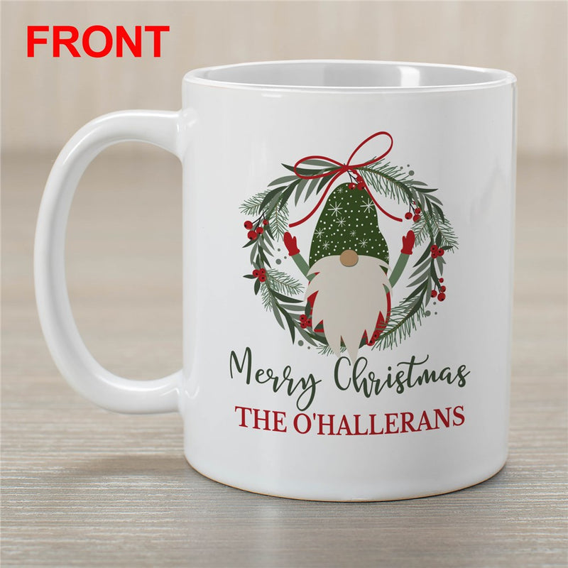 Burlap Gnome Christmas Mug - Personalized Rustic Holiday Mug - LED Gift Works