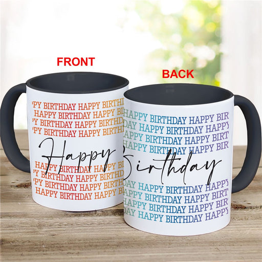 Colorful Happy Birthday Black Handle Coffee Mug - Birthday Coffee Mug with Vibrant Colors - Way Up Gifts