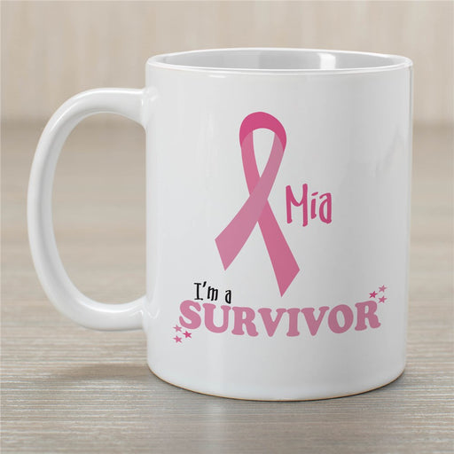 I'm a Survivor - Breast Cancer Awareness Personalized Coffee Mug - Inspirational Survivor Mug - Way Up Gifts