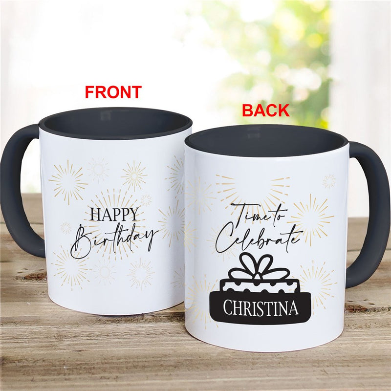 Black & Gold Birthday Mug - Personalized Elegant Celebration Mug - LED Gift Works