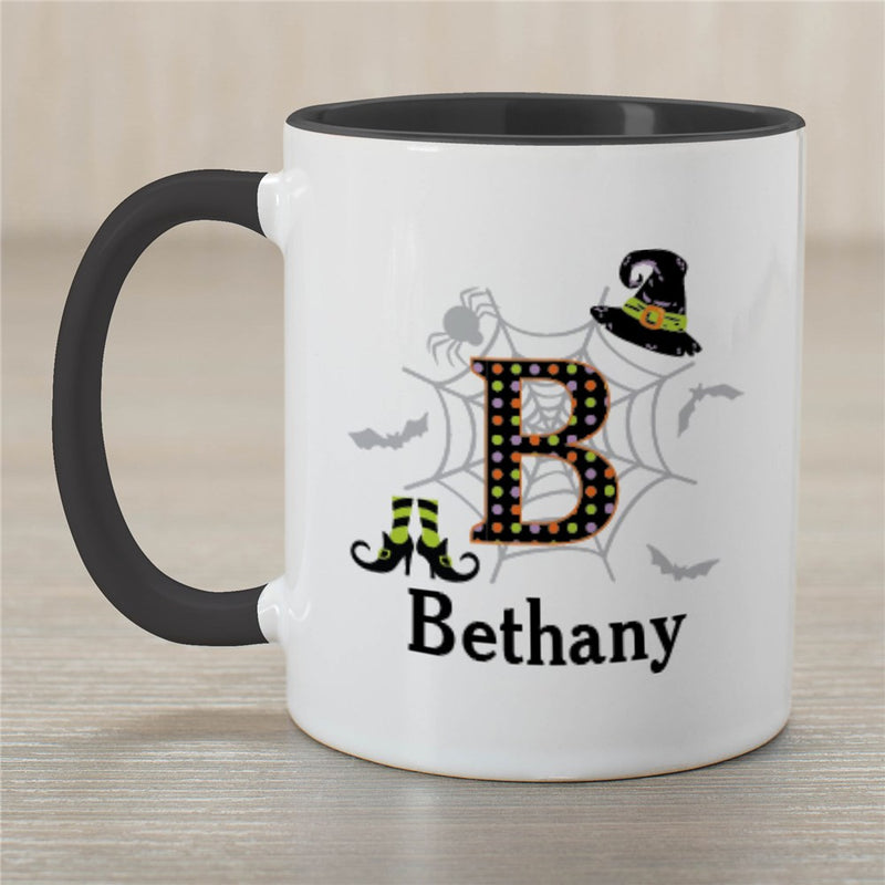 Polka Dot Witch Coffee Mug - Personalized Halloween Mug - LED Gift Works