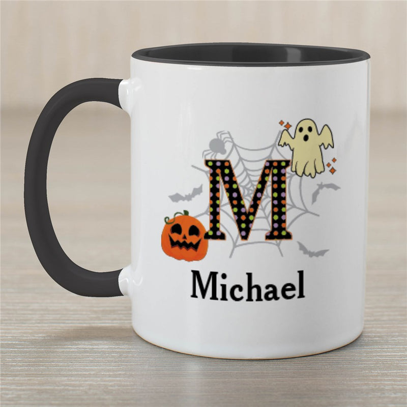 Polka Dot Ghost & Pumpkin Mug - Personalized Halloween Mug - LED Gift Works