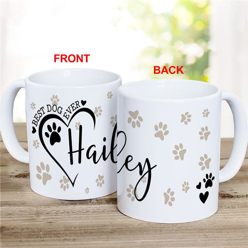 Best Dog Ever Tan Paws Mug - Custom Dog Lover Coffee Mug with Paw Prints - Way Up Gifts