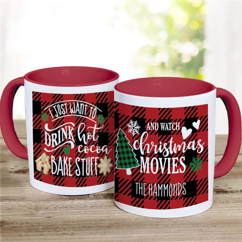 Just Want to Christmas Mug - Personalized Holiday Sentiment Mug - LED Gift Works