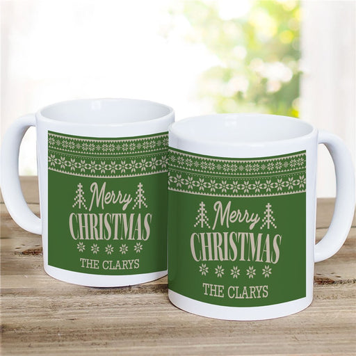 Green Sweater Christmas Mug - Personalized Cozy Holiday Mug - Way Up Gifts