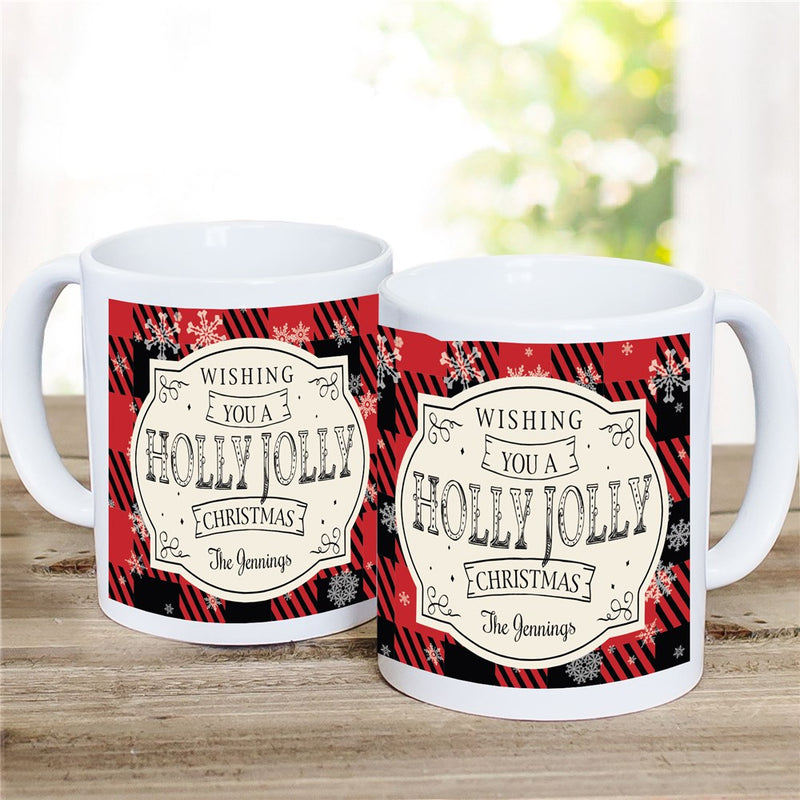 Holly Jolly Christmas Mug - Personalized Holiday Mug with Custom Name - LED Gift Works