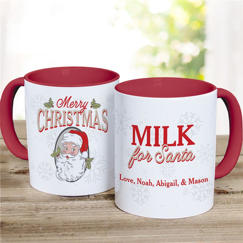 Vintage Santa Red Mug - Personalized Merry Christmas Coffee Mug - LED Gift Works