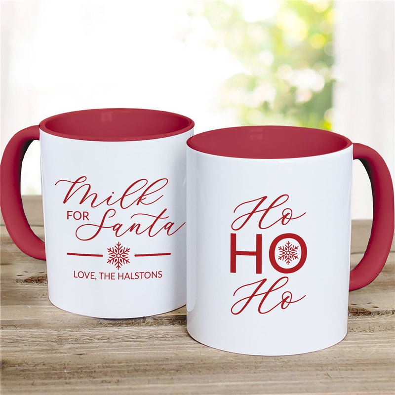 Santa's Milk Red Handle Mug - Personalized Holiday Mug - LED Gift Works
