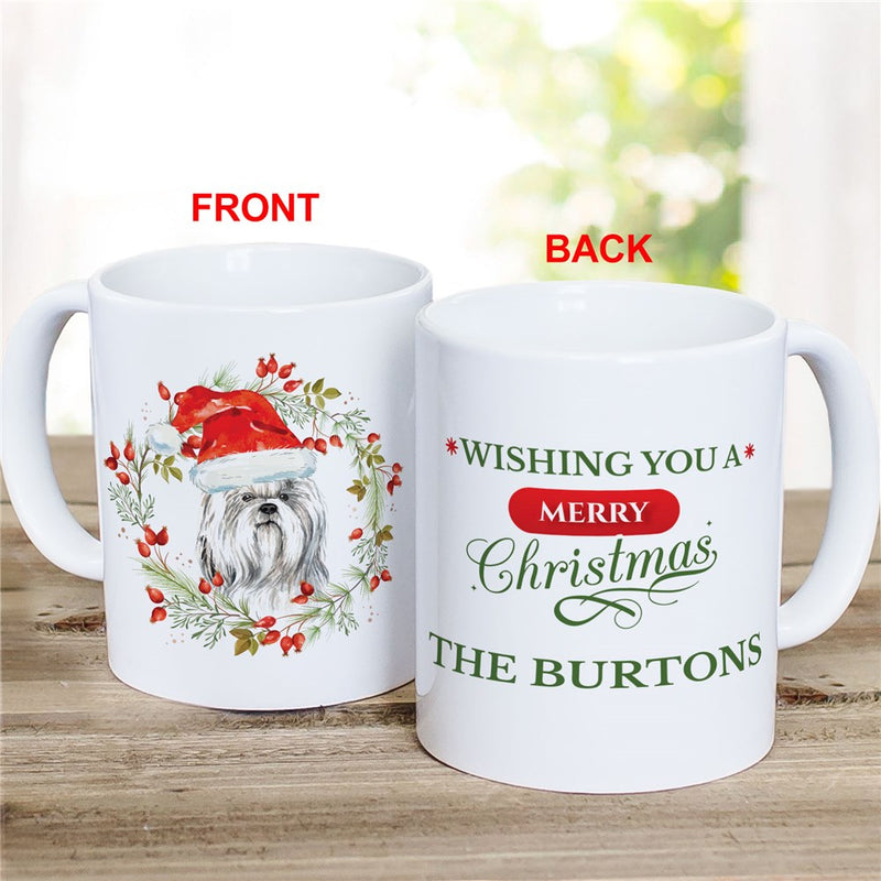 Watercolor Pet Christmas Mug - Personalized ÒMerry ChristmasÓ Pet Breed Design - LED Gift Works