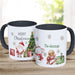 Cute Watercolor Santa and Snowmen with Family Name Coffee Mug - Custom Christmas Mug - Way Up Gifts