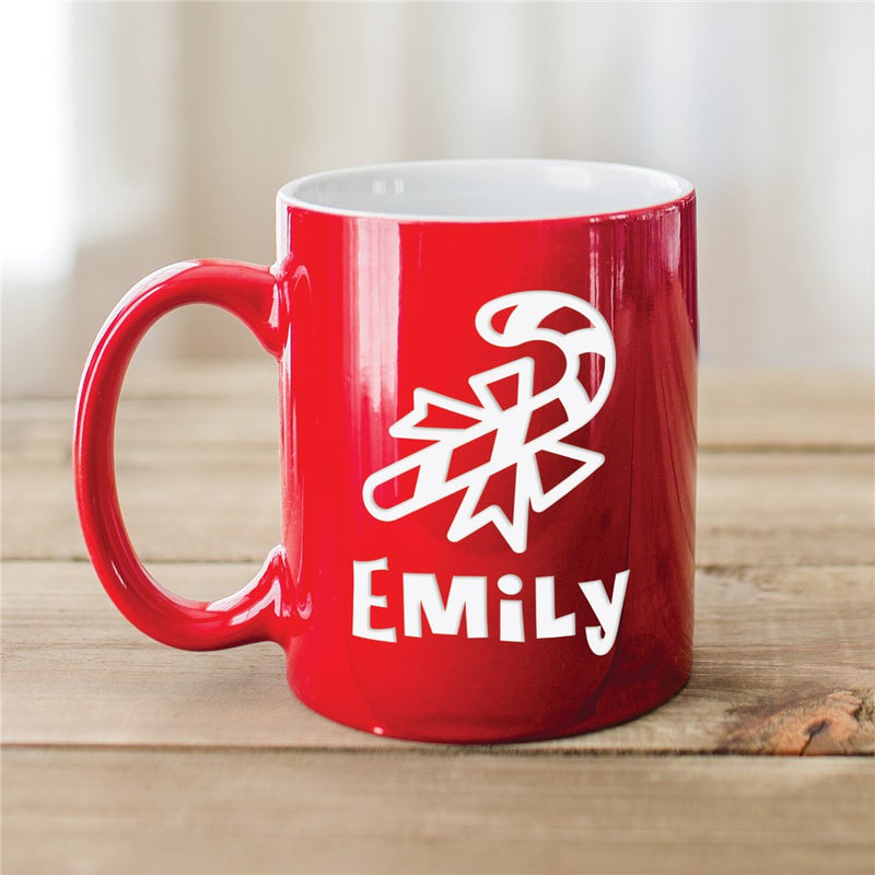 Candy Cane Mug - Personalized Christmas Mug with Candy Cane Design - LED Gift Works