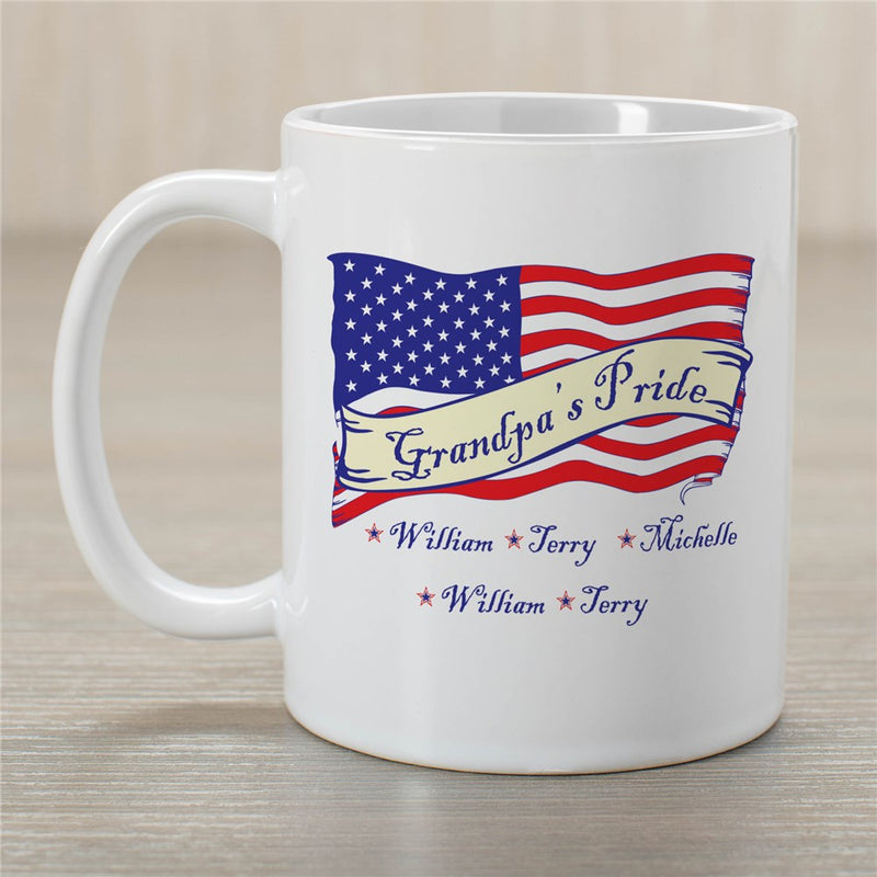 American Pride Ceramic Personalized Coffee Mug - Patriotic Custom USA Coffee Mug - LED Gift Works