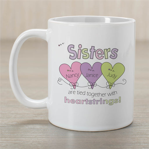Heartstrings Sisters Coffee Mug - Custom Sentimental Sister Mug - Way Up Gifts
