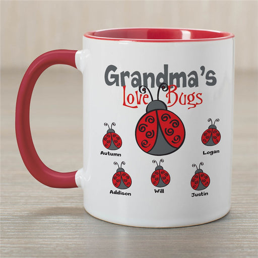 Love Bugs Coffee Mug - Personalized Grandkid Names Mug - Way Up Gifts