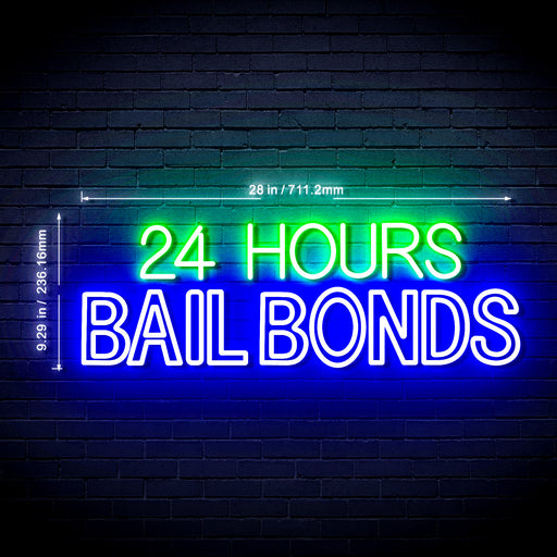 24 Hours Bail Bonds Ultra-Bright LED Sign with Remote (Neon-Style, LED Technology) - Way Up Gifts
