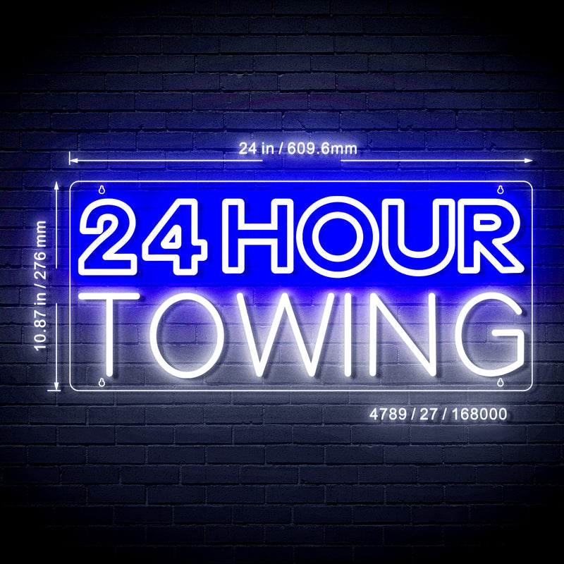 24 Hour Towing Ultra-Bright LED Sign with Remote (Neon-Style, LED Technology)