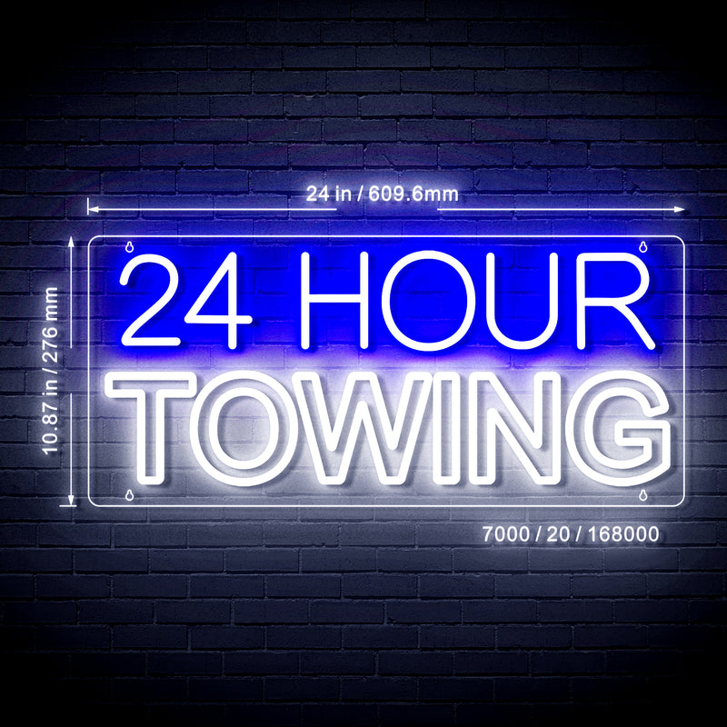 24 Hour Towing Ultra-Bright LED Sign with Remote (Neon-Style, LED Technology)