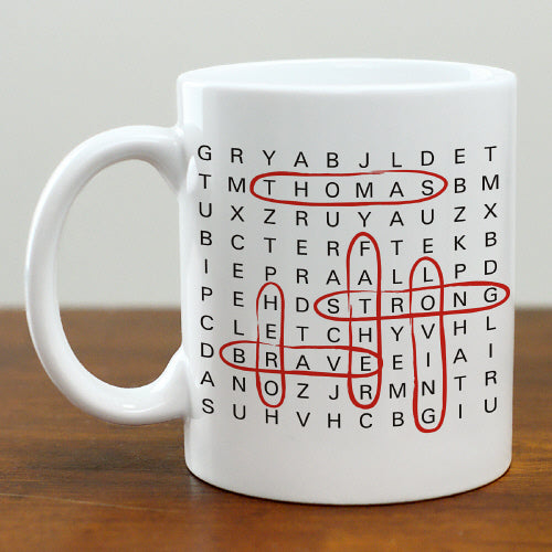 Dad Word Search Puzzle Coffee Mug - Personalized Gift for Word Game Lovers - Way Up Gifts