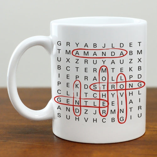 Mom Word Search Mug - Custom Word Puzzle Mug for Mom - Way Up Gifts