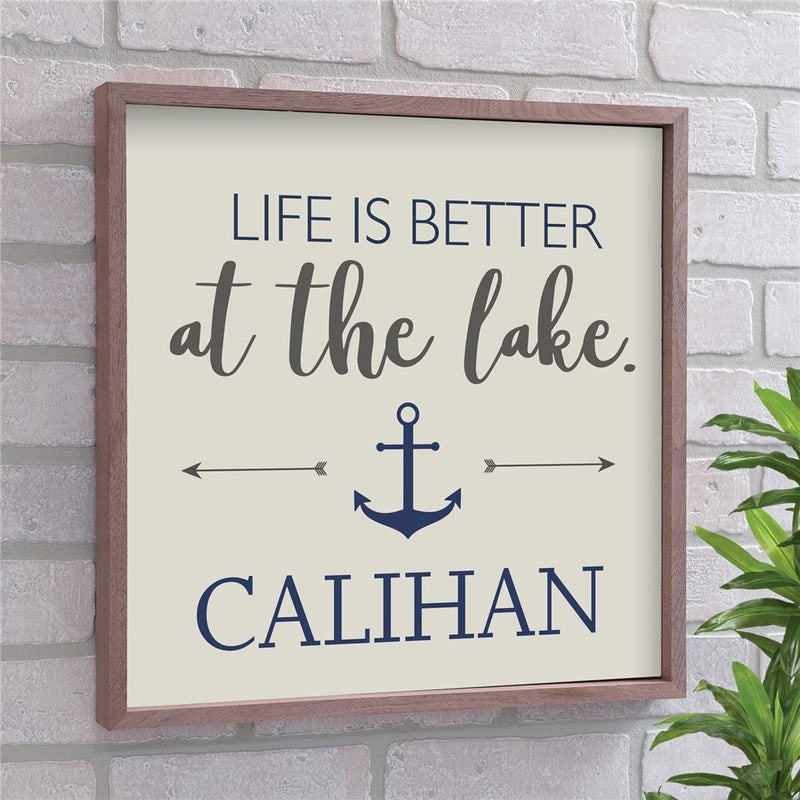 Personalized Life Is Better at the Lake Wall Sign - Custom Lake House Pallet Decor - LED Gift Works