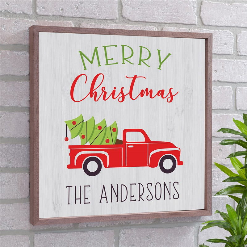 Personalized Merry Christmas Wall Art - Custom Holiday Wood Sign Decoration - LED Gift Works
