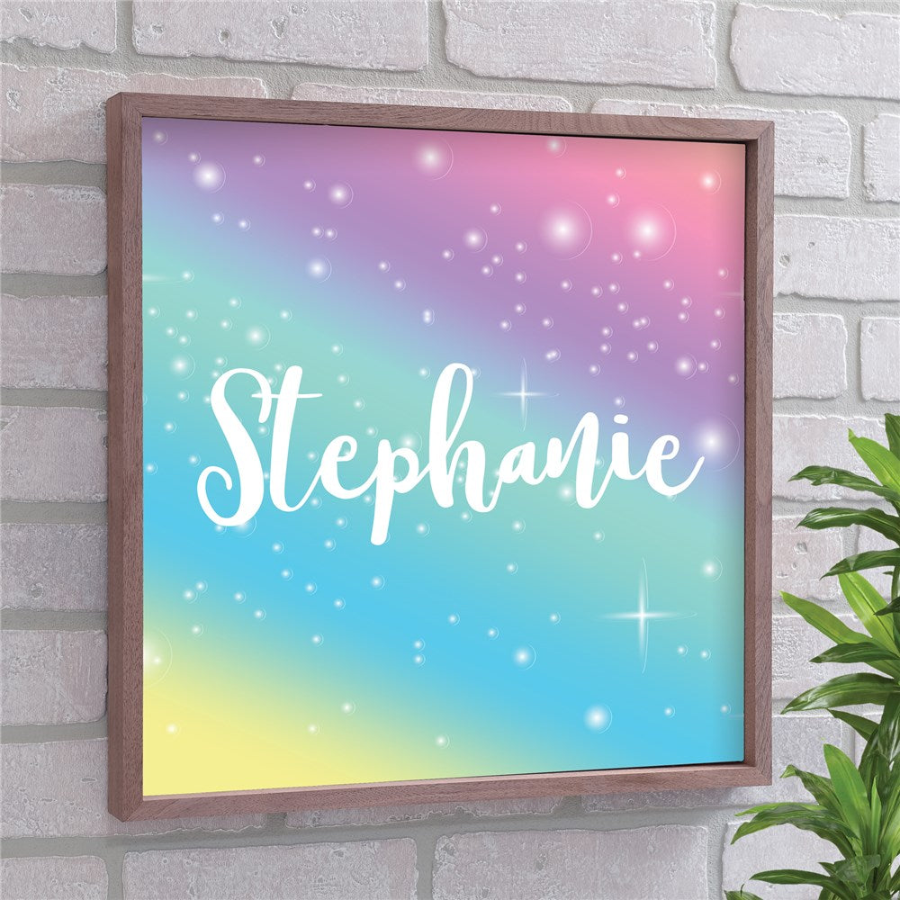 Personalized Rainbow Wall Art - Custom Name Framed Decor for Kids or N ...